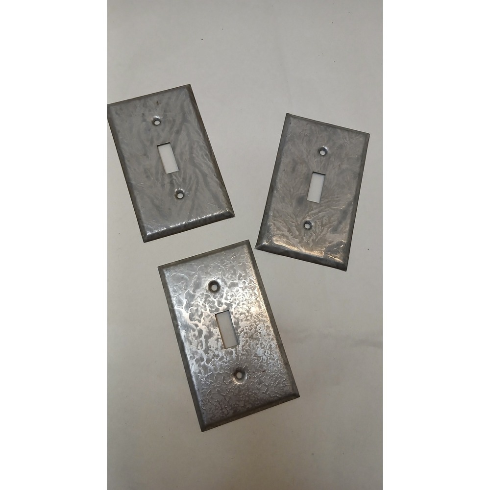 Unbranded Switch Plate Set Silver Excellent Etched Metal Steel 3pc